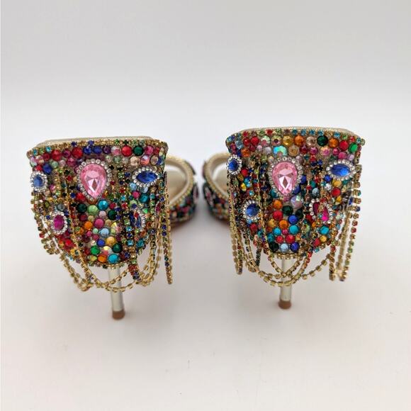 Azalea Wang Aladdin Women's Drapey Chains Stiletto Sandal Gold Size US6.5 EU37 - Picture 5 of 13